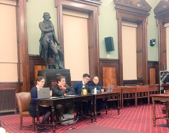**Photo of Sandler testifying at the NYC City Council on 2016-02-23**