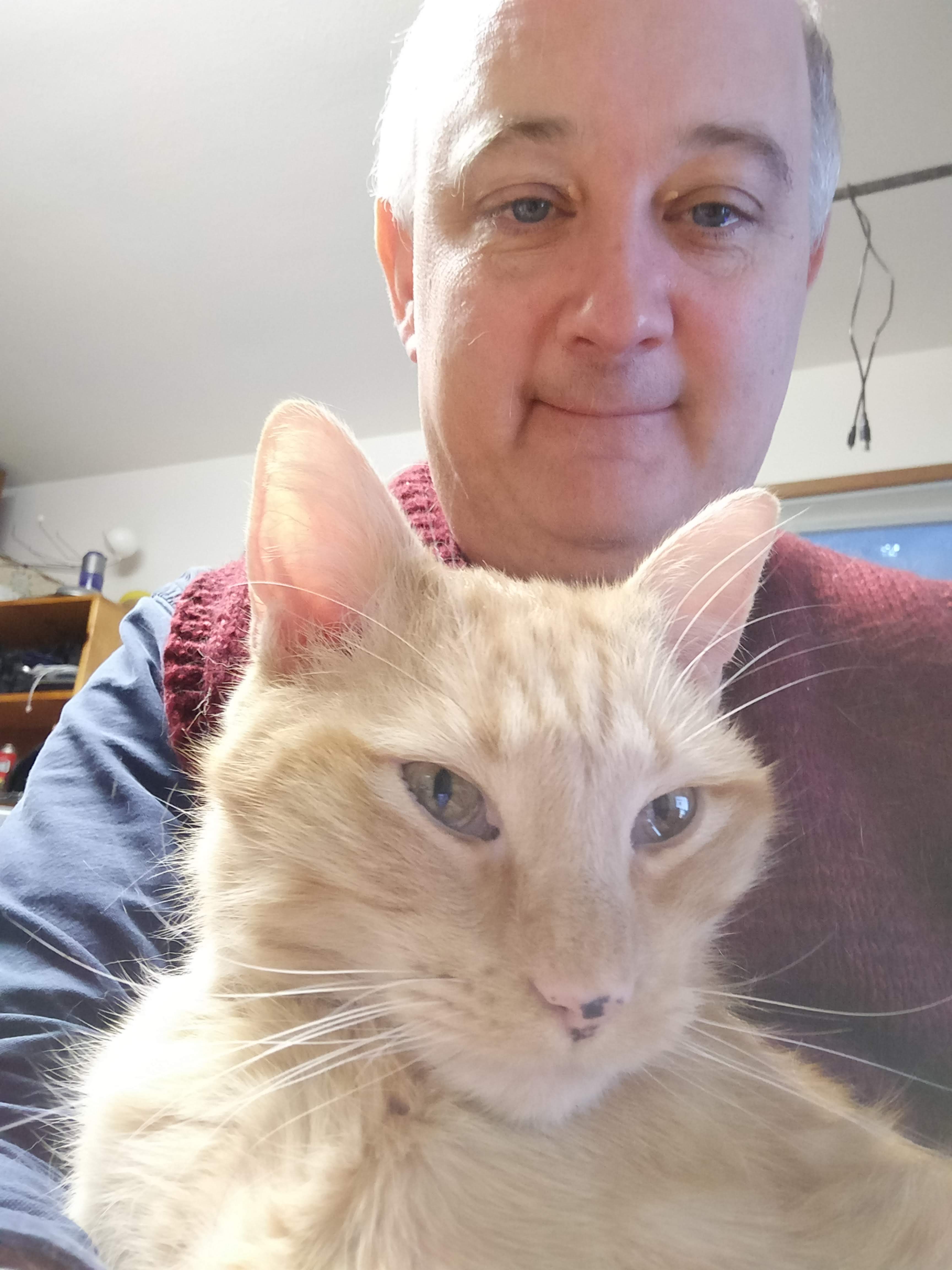 Keith Packard, holding a light orange cat